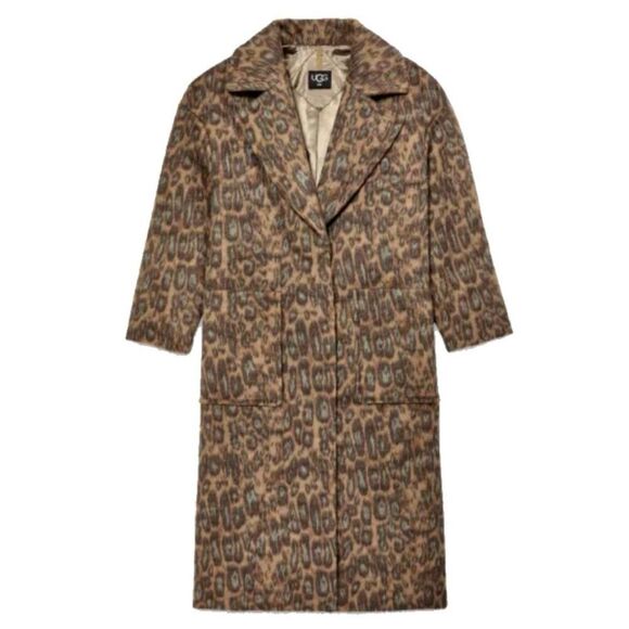UGG Women's Hattie Long Oversized Coat Animal Print Novelty Size Médium - Picture 5 of 17